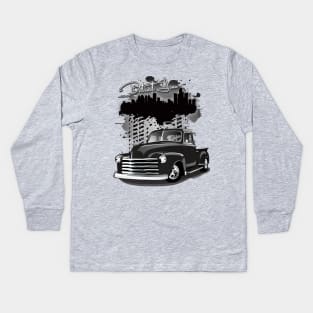 1948 Black Chevy Pickup Truck Detroit Iron Kids Long Sleeve T-Shirt